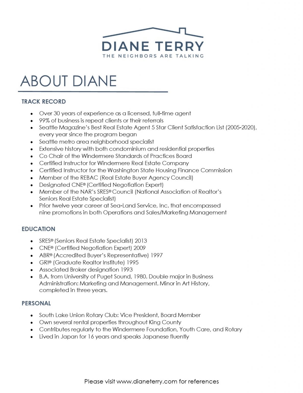 My Resume Diane Terry